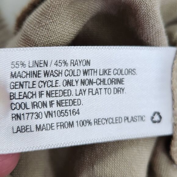 A New Day Womens Cropped Linen Pants Size XXL Wide Leg Beachy Neutral Vaca Tan - Picture 6 of 13
